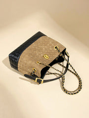 Two-Tone Woven Hobo Bag