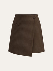 Pinstripe Wrap Mini Skirt