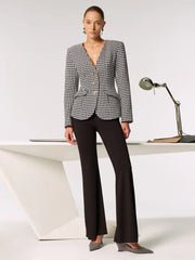 Metal Button Houndstooth Blazer