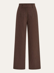 Mid-Waist Pinstriped Wide-Leg Pants