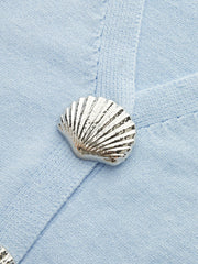 Metal Shell Split Hem Knit Cardigan