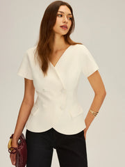 Double-Breasted Short-Sleeve Blazer
