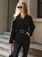 V-Neck Belted Cotton Blend Coat
