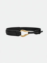 Golden Irregular Buckle Wide Leather Belt