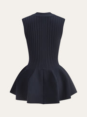 Structured Peplum Button-Up Knit Vest