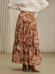 Boho Print Chiffon Maxi Skirt