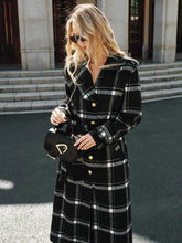 Plaid Belted Wool Blend Trench Coat