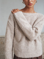 Twisted Backless Wool Blend Sweater