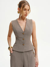 Houndstooth V-Neck Button Vest
