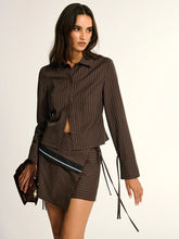 Contrast Panel Striped Asymmetric Mini Skirt