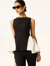 Colorblock Peplum-Waist Sleeveless Blouse