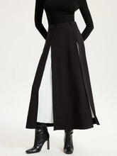 Contrast Pleated Maxi Skirts