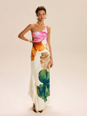 Asymmetric One-Shoulder Floral Print Maxi Dress