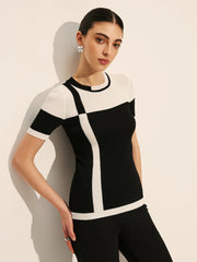 Color Block Ribbed Knit Top