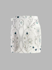 Floral Print Wrap Skirt