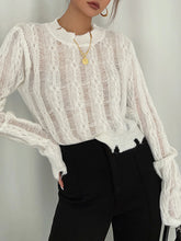 Semi-Sheer Snowflake Crochet Knit Shirt