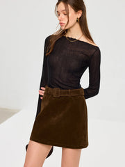Belted Suede Mini Skirt