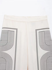 Mid-Waist Geometric Print Wide-Leg Pants