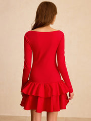 Long Sleeve Tiered Ruffle Mini Dress