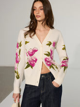 Floral V-Neck Button-Front Cardigan