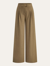 Pleated Pinstriped Wide-Leg Pants