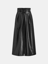 PU Leather Belted Maxi Skirt