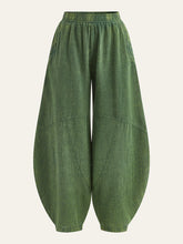 Distressed Paneled Loose Lantern Pants