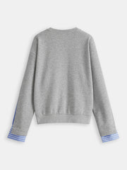 Striped Shirt Panel Crew Neck Sweatshirt