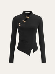 Asymmetric Metal Butterfly Detail Top