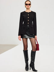 Split Hem Metal Button Blazer