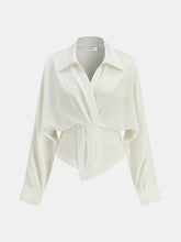 Collared Twisted Front Long Sleeve Shirt