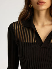 Ribbed Collared Knit Top