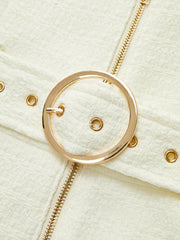 Textured Zipper Jumpsuit With Belt