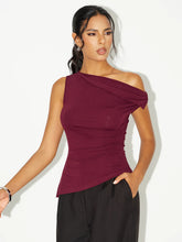 Asymmetric Off-Shoulder Ruched T-Shirt