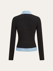 2 in1 Paneled Cable-Knit Cardigan