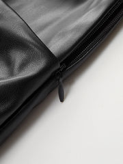 Faux Leather Panel Mock Neck Sleeveless Dress