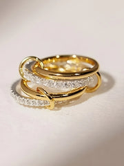 Interlocking Full-Set Cubic Zirconia Rings