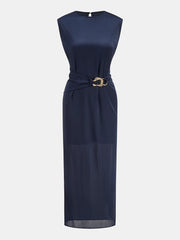 Belted Sleeveless Midi Dress