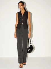Pinstripe Low-Waist Pants
