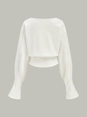 Textured Jacquard Mutton Sleeve Sweatshirt