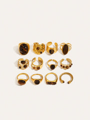 Tiger Eye Stone Titanium Steel Ring