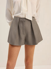 Cotton Blend Pleated Shorts