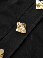 Metal Detail Asymmetric Hem Mini Skirt