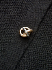 Wool Blend Denim Collar Puff Sleeve Cardigan