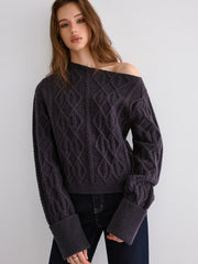 Cable Knit Off-shoulder Sweater