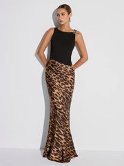 Leopard Print Cut-Out Maxi Dress