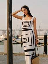 Geometrical Panel Square Neck Sweater Dress