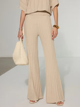 Textured Wool Blend Mid-Waist Flared Pants