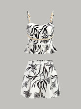 Floral Print Peplum Top With Shorts Set