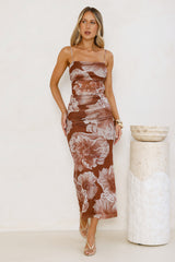 Palm Princess Mesh Maxi Dress Brown